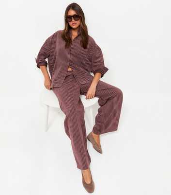 Red Striped Woven Wide Leg Trousers