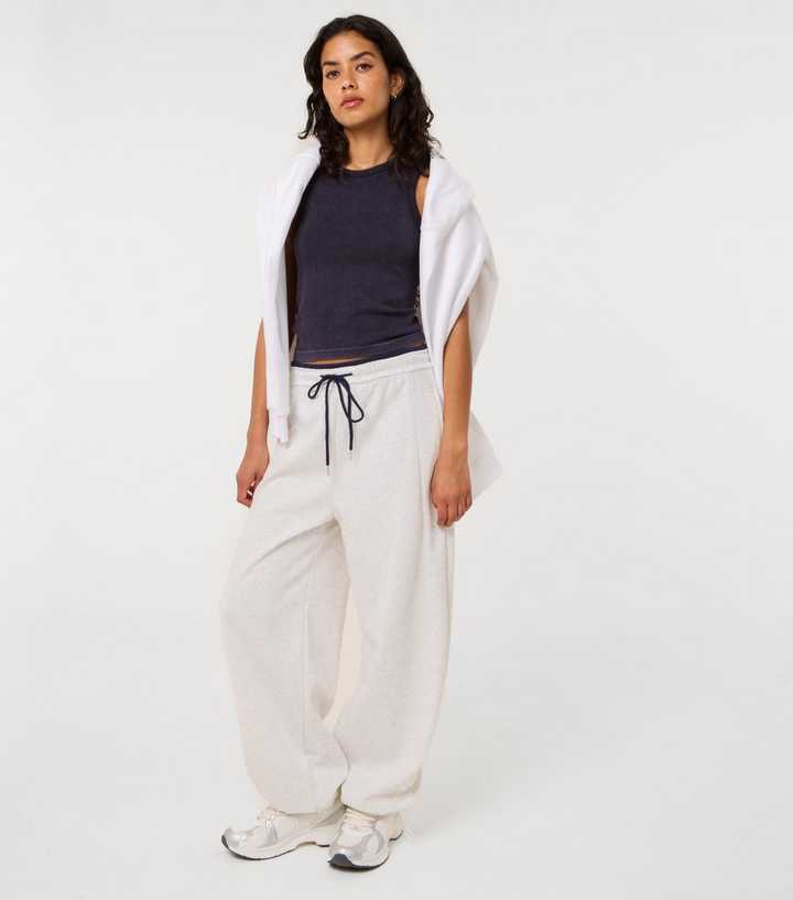 Pink Vanilla Grey Drawstring Wide Leg Joggers