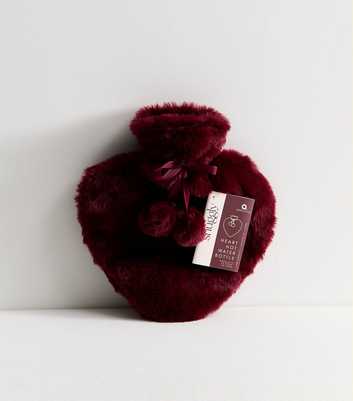 Aroma Home Dark Burgundy Faux Fur Heart Shaped Hot Water Bottle