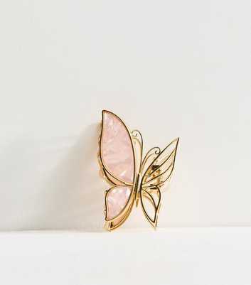 Gold Tone Resin Butterfly Hair Claw Clip