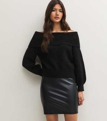 Black Patent Faux Leather Tube Mini Skirt