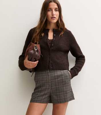 Brown Check Tailored Shorts