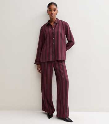 Red Striped Wide Leg Trousers