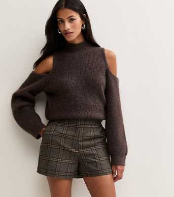 Petite Brown Check Pattern Shorts