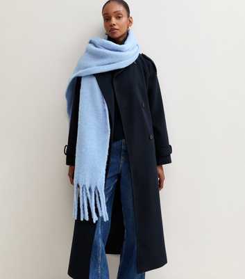 Light Blue Classic Fringed Scarf