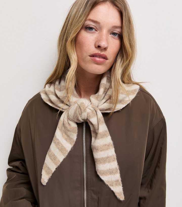 Cream Mini Triangle Stripe Scarf