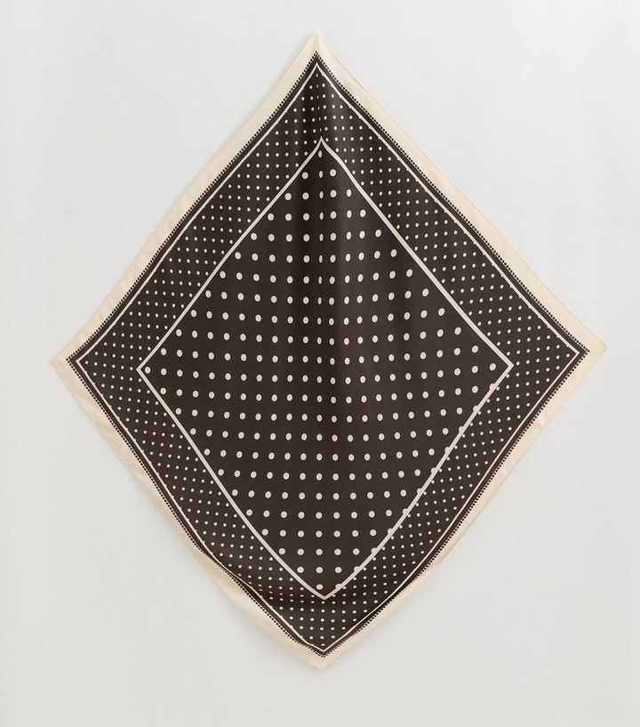 Brown Spot Print Satin Neck Scarf