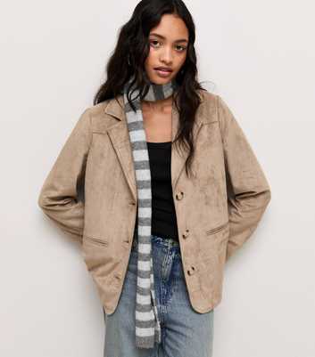 Grey Skinny Stripe Scarf