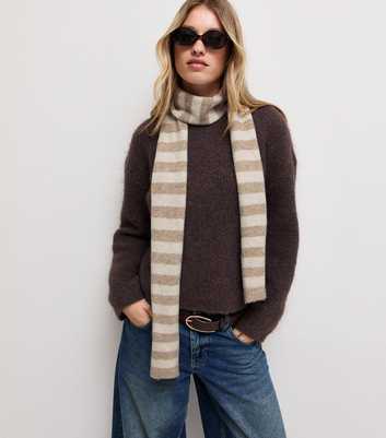 Cream Skinny Stripe Scarf