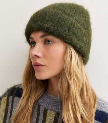 Light Green Fuzzy Brushed Knit Beanie