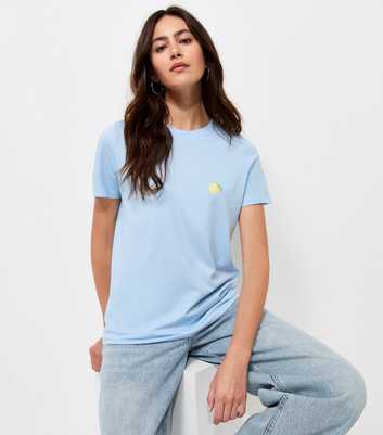 Light Blue Cotton Lemon Print Relaxed Fit T-Shirt
