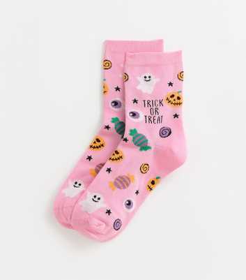 Pink Trick or Treat Halloween Ankle Socks