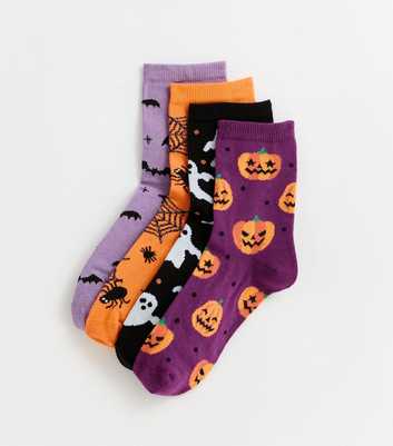 Pack of 4 Multicoloured Halloween Ankle Socks