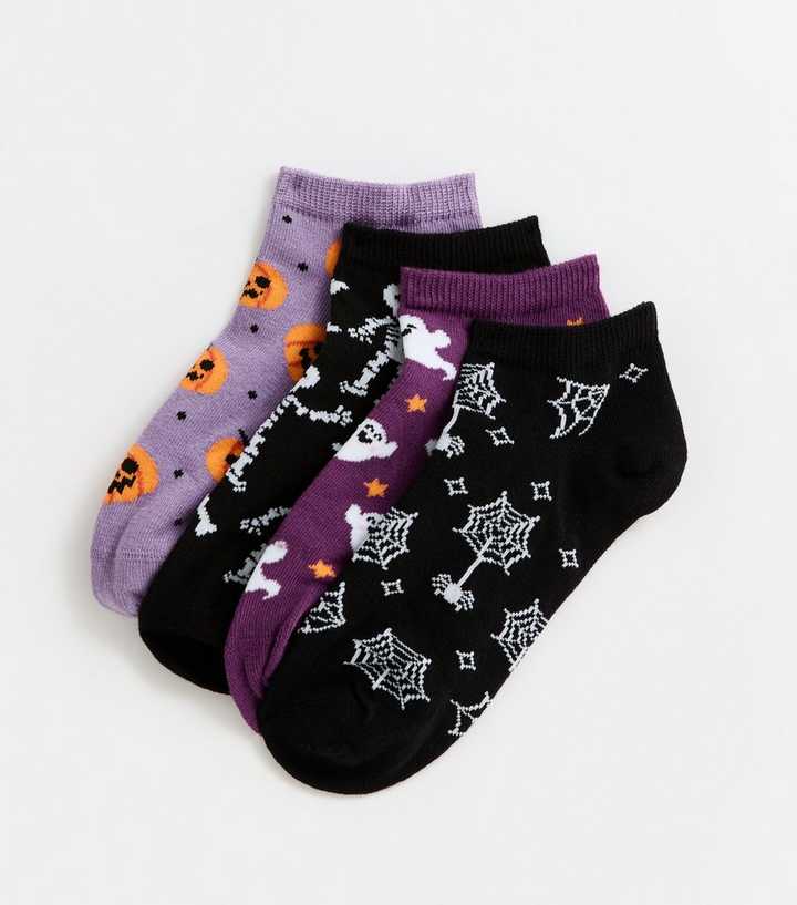 Pack of 4 Multicoloured Halloween Trainer Socks