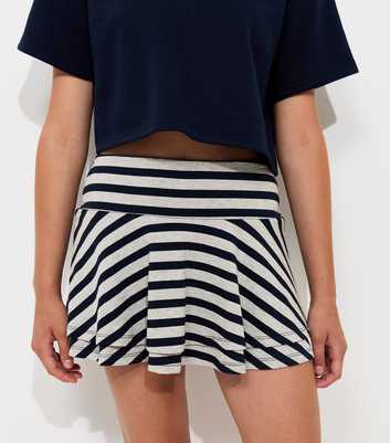 Girls Grey Cotton Rich Striped Rara Skort