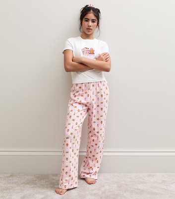 Girls Pink Gingerbread Man T-Shirt and Trousers Pyjama Set