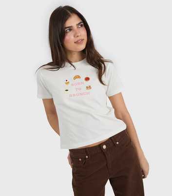 Skinnydip White Born To Brunch Baby Tee T-Shirt