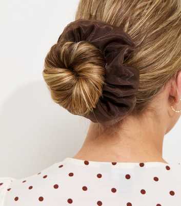 Dark Brown Mesh Scrunchie