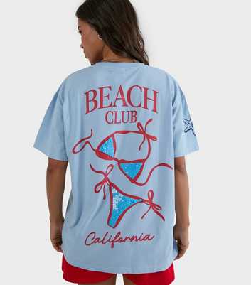 Skinnydip Light Blue Cotton Beach Club Oversized T-Shirt