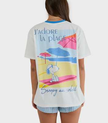 Skinny White Cotton Peanuts Snoopy Oversized T-Shirt