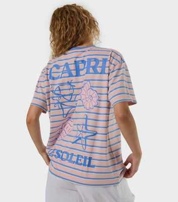 Skinnydip Pink Cotton Striped Capri Logo T-Shirt