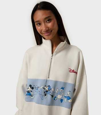 Skinnydip White Disney Mickey Mouse Varsity Zip Oversized Sweatshirt