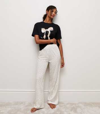Black Cotton Bow Pyjama Trousers Set