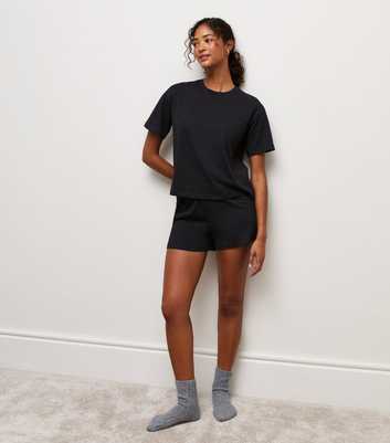 Black Cotton T-Shirt and Shorts Set