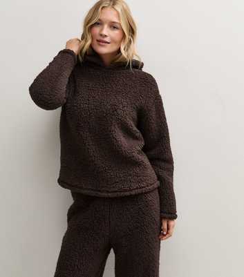 Brown Borg Textured Long Sleeve Hoodie