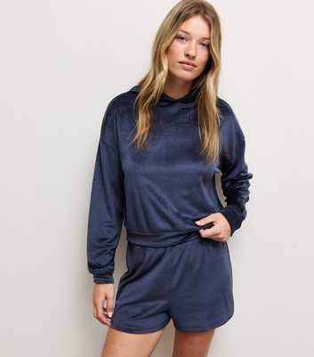 Navy Velour Shorts