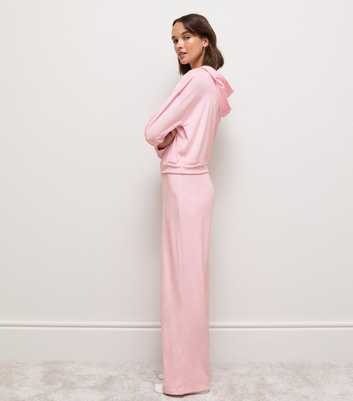 Light Pink Velour Wide Leg Trousers