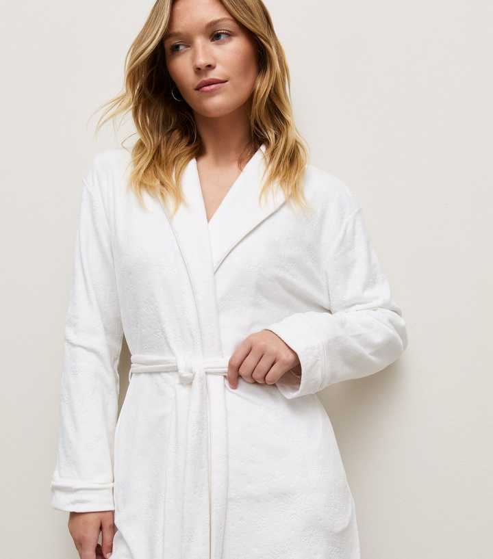 Cream Velour Snowflake Pattern Long Sleeve Dressing Gown