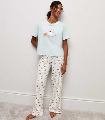 Blue Cotton Tea and Biscuits Print Short Sleeve Pyjama Set