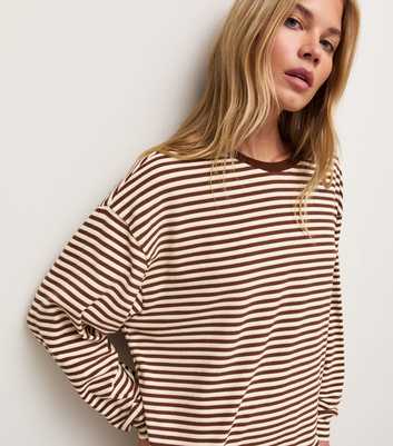 Brown Cosy Stripe Jersey Sweatshirt