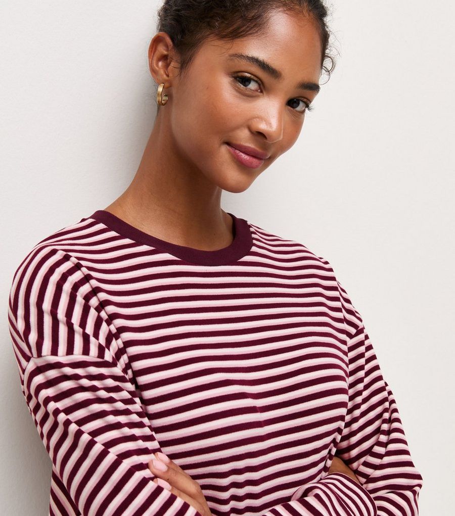 Red Cosy Stripe Jersey Sweatshirt