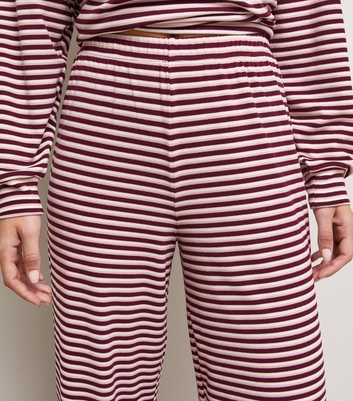 Red Cosy Stripe Jersey Wide Leg Trousers