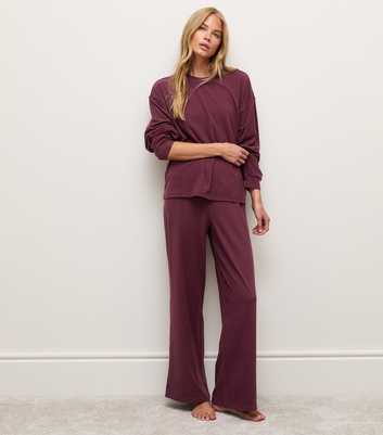Burgundy Wide Leg Joggers