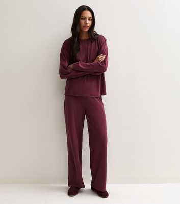 Burgundy Wide Leg Joggers