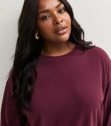 Curves Dark Burgundy Long Sleeve Top