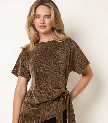 Blue Vanilla Gold Embellished Jacquard Side Tide Top