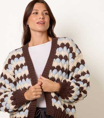 Blue Vanilla Light Blue Patterned Stripe V-Neck Cardigan
