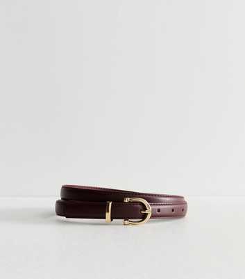 Dark Burgundy Faux Leather Skinny Belt