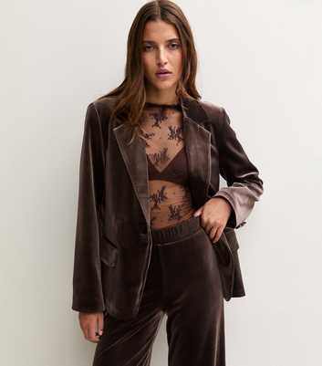 Dark Brown Velvet Relaxed Blazer