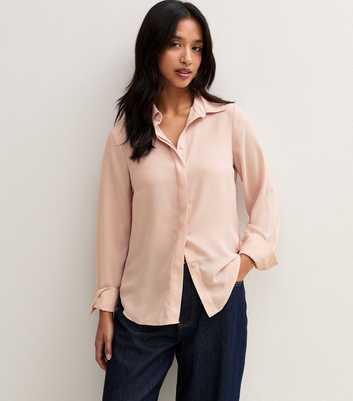 Petite Pink Woven Long Sleeve Shirt