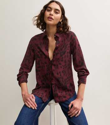 Red Animal Print Long Sleeve Shirt