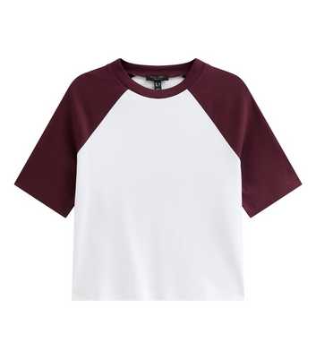 Premium Dark Burgundy Cotton Contrast Raglan Sleeve T-Shirt