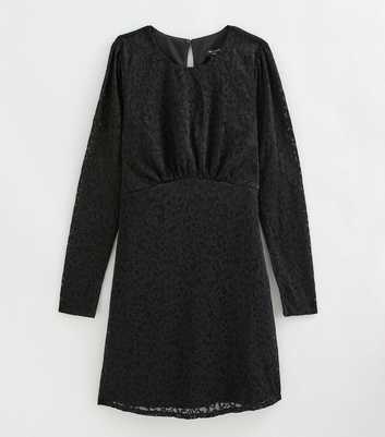 Tall Black Lace Long Sleeve Mini Dress