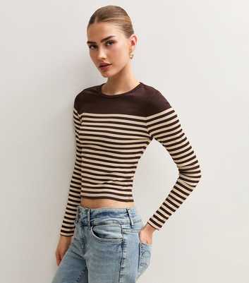 Brown Cotton Rich Breton Stripe Long Sleeve Top