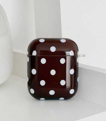 Coconut Lane Brown & Blue Polka Dot Airpods Case