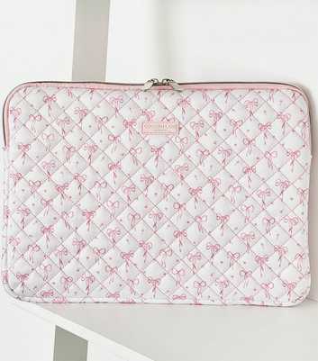 Coconut Lane White Quilted Bows Laptop Sleeve